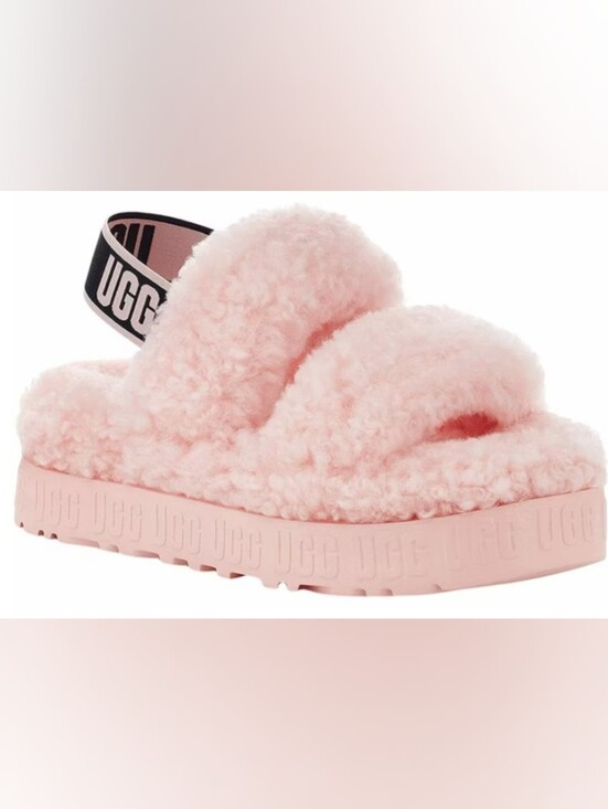 UGG Shoes - UGG Oh Fluffita Platform Pink Slides Size 8 Like New MSRP $110